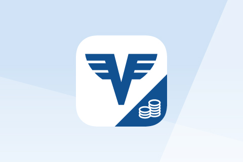 Das hausbanking-App Logo auf hellblauem Hintergrund.